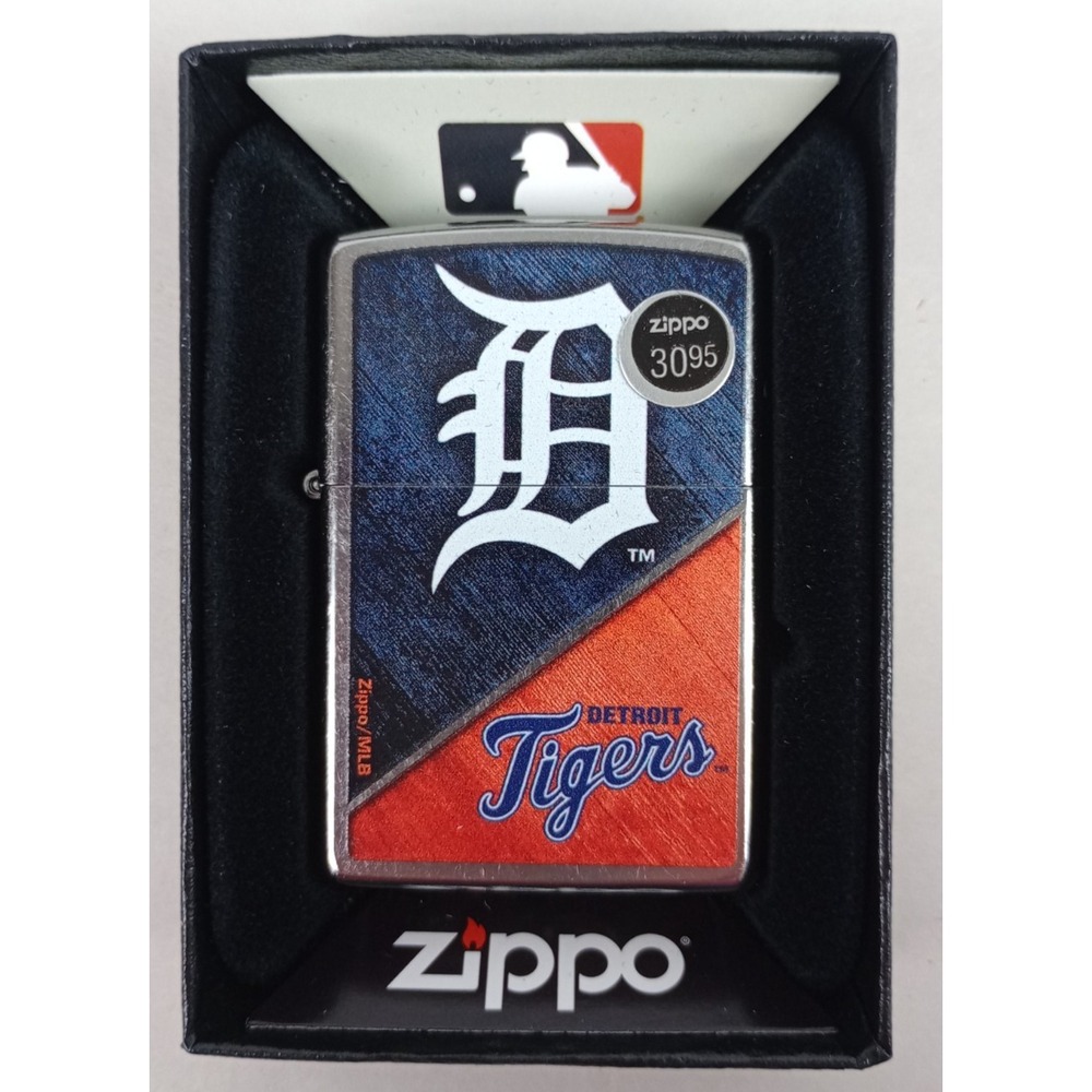 Brand New in Box Genuine Zippo MLB Lighter Detroit Tigers Street Chrome